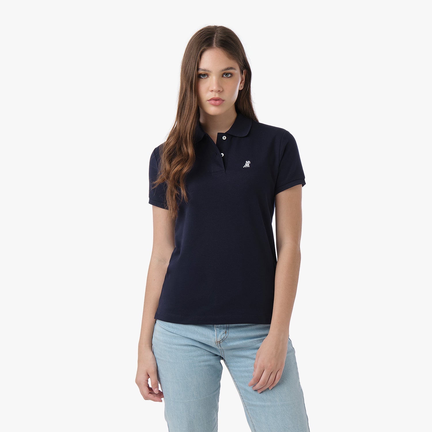 Women's Polo Shirt: Unique Style S / DRESS BLUE / White w Navy Border Women's Polo Shirt: Unique Style S / DRESS BLUE / White w Navy Border