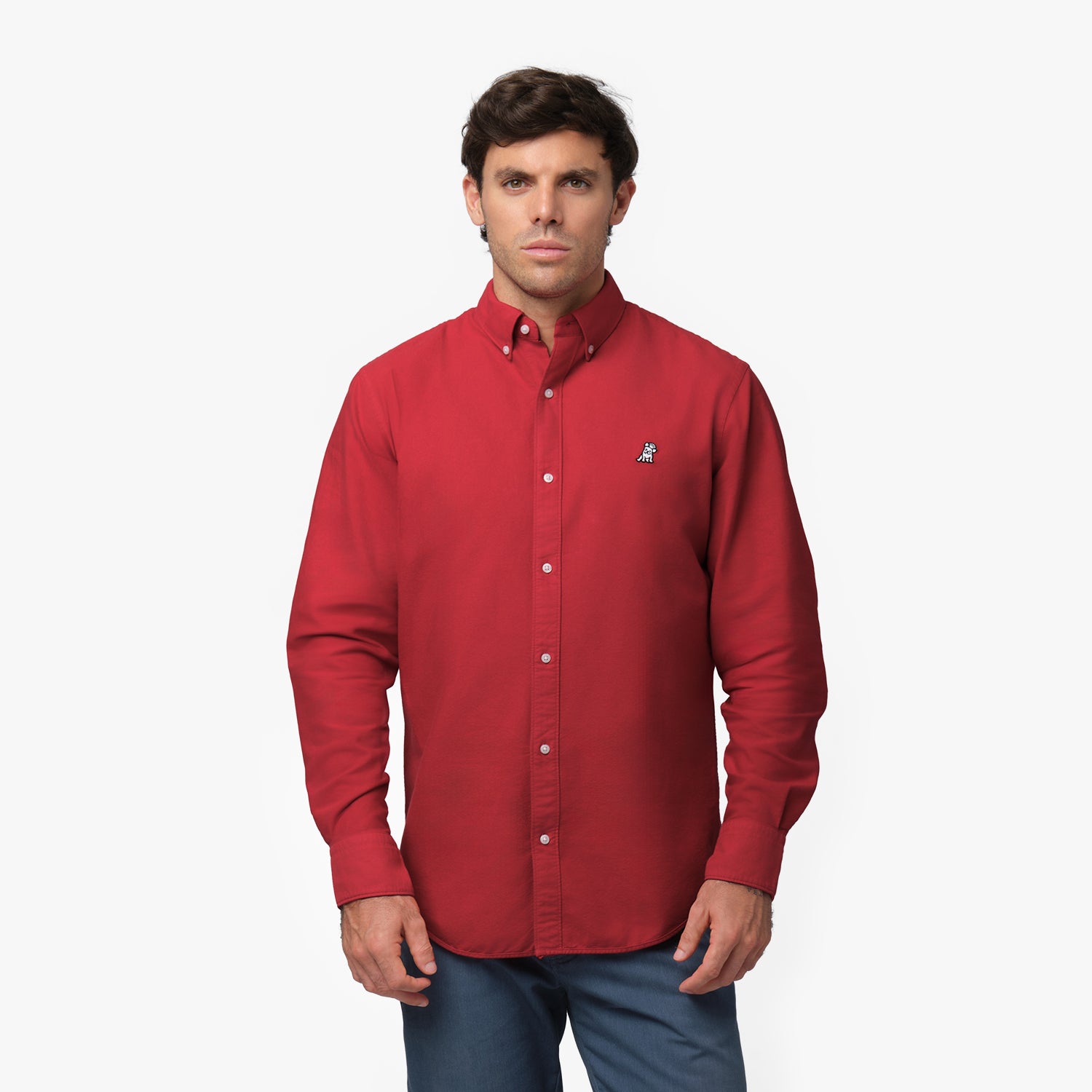 Men's Oxford Button Down Shirt CHILLI Pepper/White | JAMES BARK 2XL / CHILLI PEPPER / White w Black Border Men's Oxford Button Down Shirt CHILLI Pepper/White | JAMES BARK 2XL / CHILLI PEPPER / White w Black Border