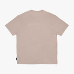 A light beige short-sleeve T-shirt shown from the back, featuring a tonal, slightly darker 'JAMES BARK' logo printed across the upper back.