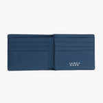 The interior of the wallet is shown, revealing multiple card slots on one side and a spacious compartment for cash or receipts. The interior design emphasizes functionality while maintaining a sleek appearance.