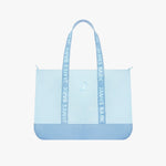 Light blue tote bag with 'James Bark' branding on a white background