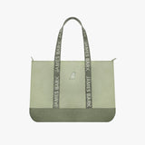 Green tote bag with 'James Bark' branding on a white background