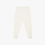 Flat-lay back view of cream-colored jogger pants, showcasing a clean and minimalist design.