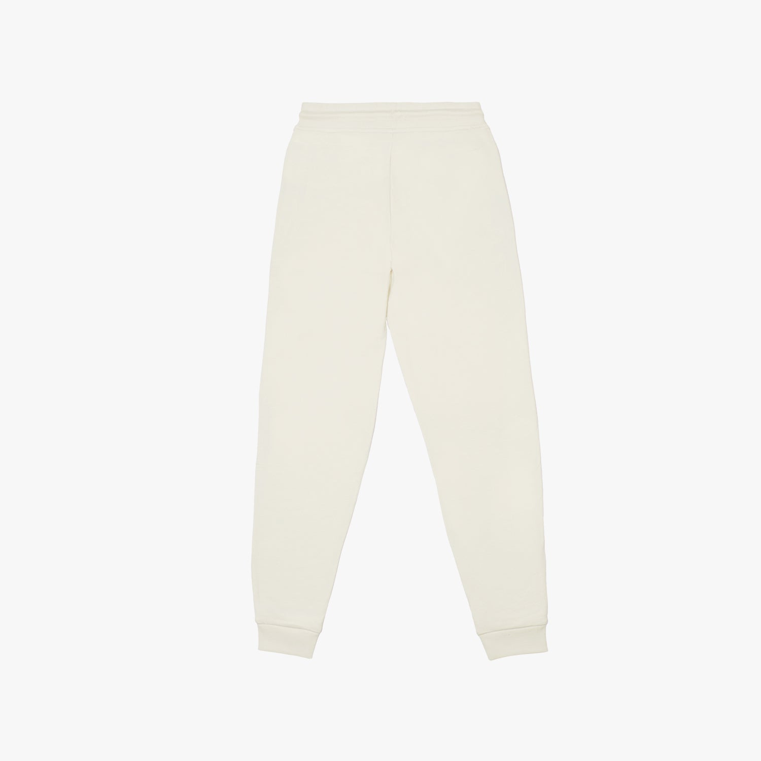 Back view of cream-colored jogger pants with a single back pocket