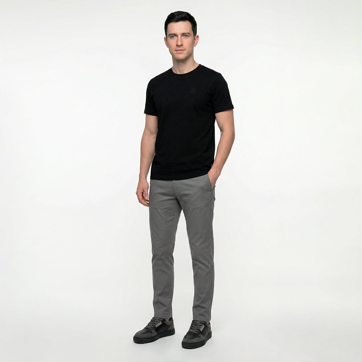 Men's Crew Neck Jersey T-Shirt — Black Beauty/Black - JAMES BARK