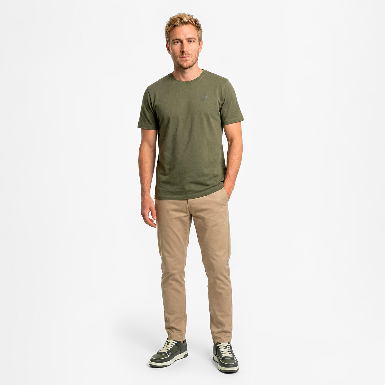 Men's Crew Neck Jersey T-Shirt — Burnt Olive/Olive - JAMES BARK