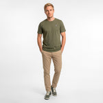 Men's Crew Neck Jersey T-Shirt — Burnt Olive/White - JAMES BARK