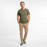 Men's Crew Neck Jersey T-Shirt — Burnt Olive/White - JAMES BARK