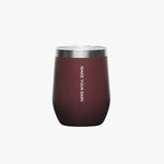 Side view of the maroon insulated tumbler, displaying the text 'MAKE YOUR MARK' in white along the side.