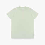 Light green t-shirt with a small logo on a white background
