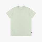 Light green t-shirt with a small logo on a white background