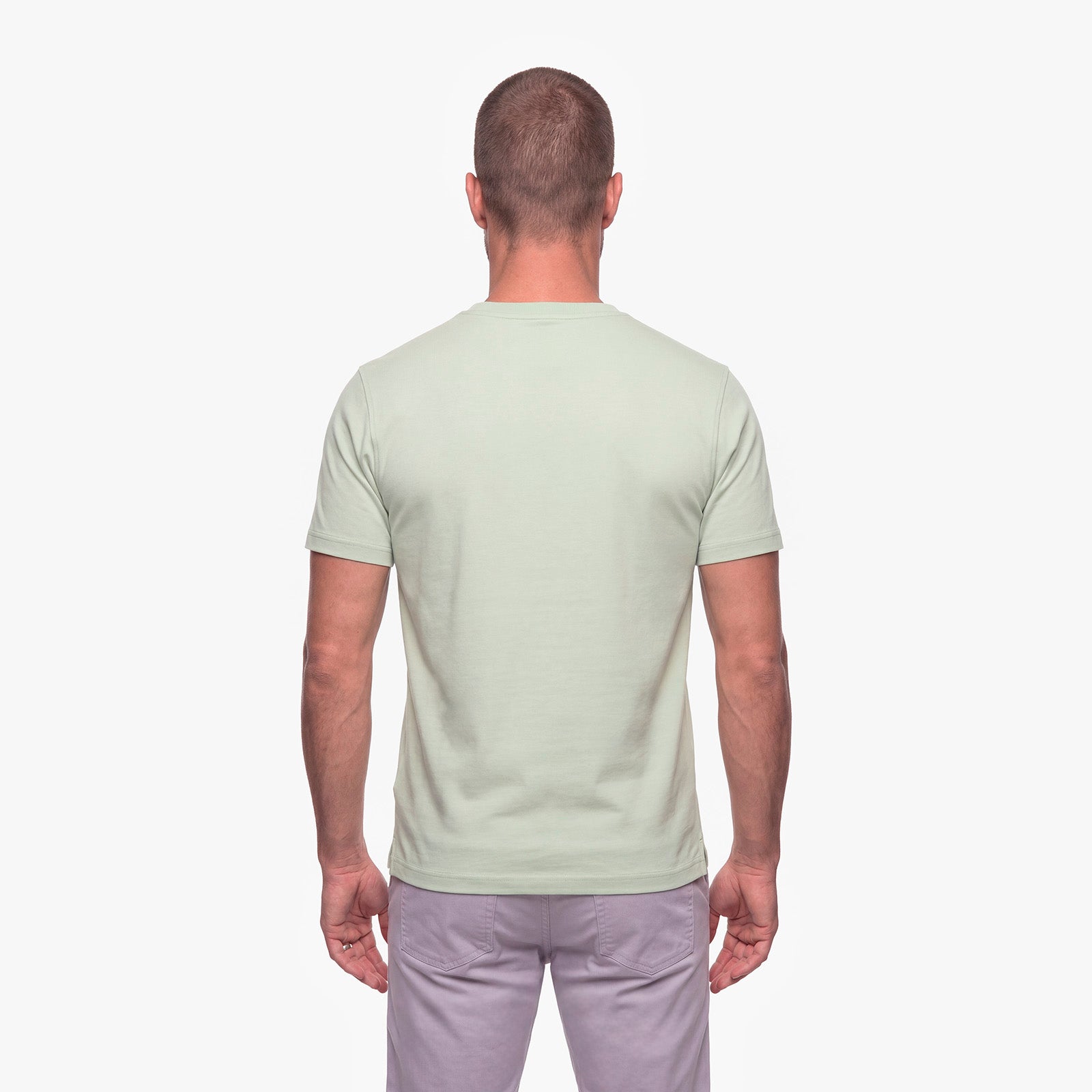 Men's Pique T-Shirt in color Fog Green/White
