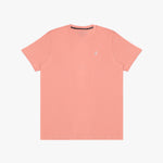 The light pink t-shirt laid flat, showing the front of the shirt with the small embroidered animal logo on the left chest.