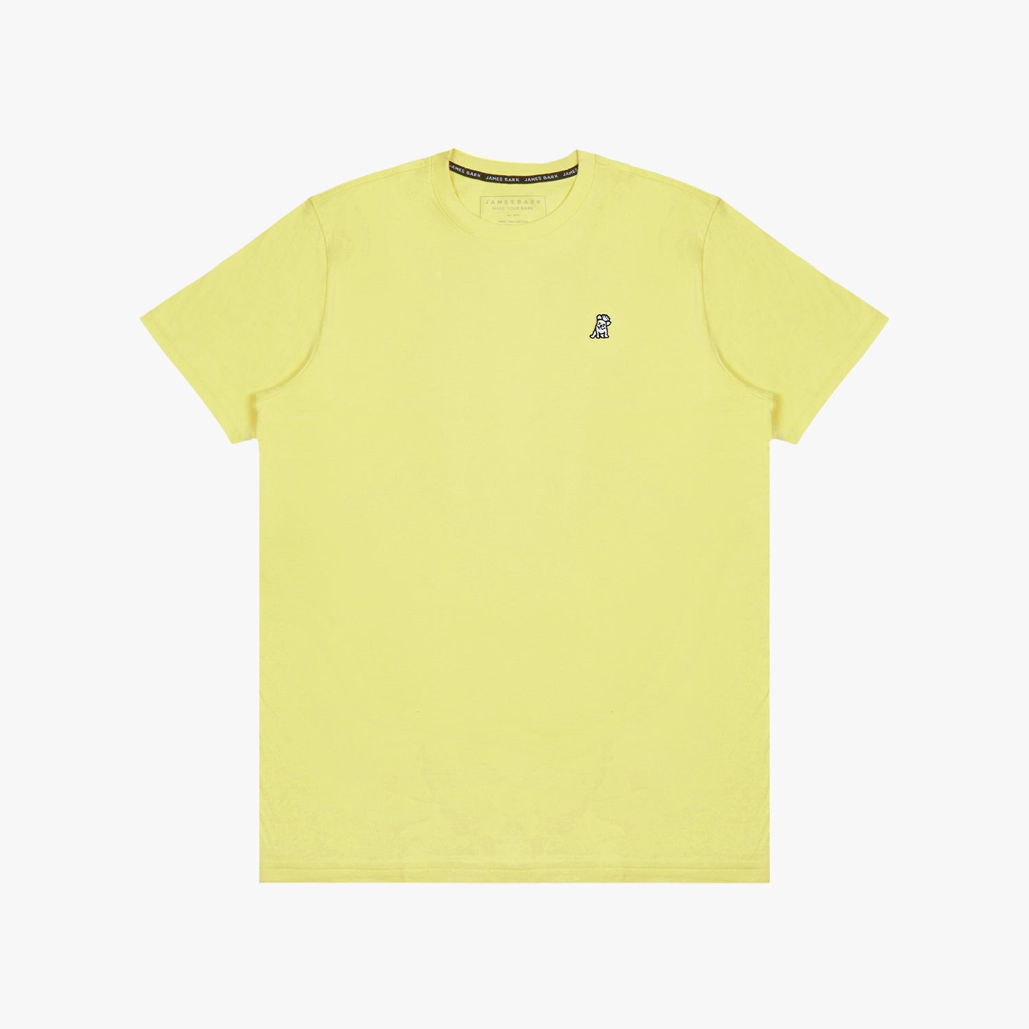 The light yellow t-shirt laid flat, showing the front of the shirt with the small embroidered animal logo on the left chest.