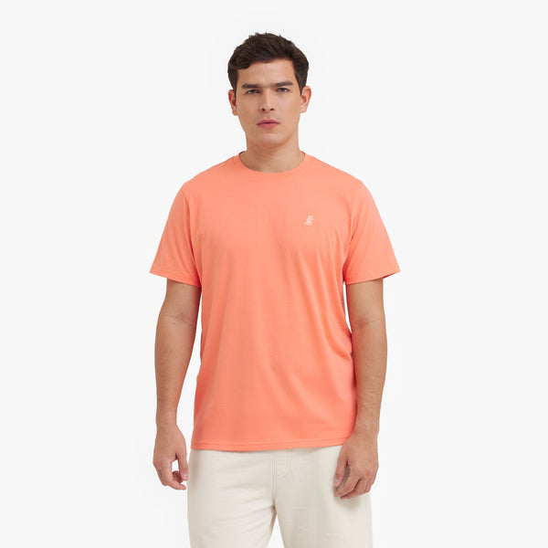 Men's Crew Neck Jersey T-Shirt — Fusion Coral/Peach | JAMES BARK