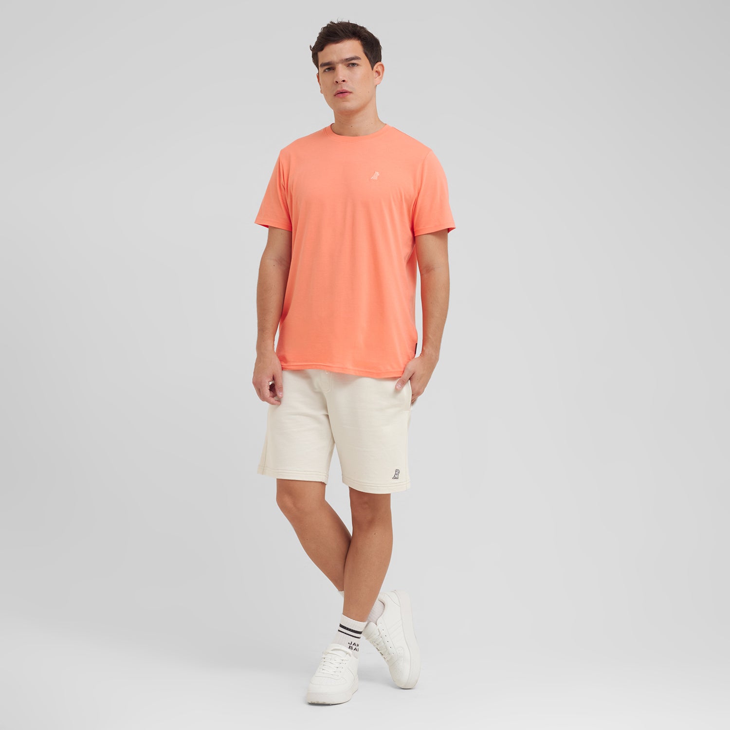 Men's Crew Neck Jersey T-Shirt — Fusion Coral/Peach - JAMES BARK