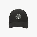 Black James Bark cap with a circular black and white patch that reads "GOLF CLUB PRIVÉ SOCIETY"