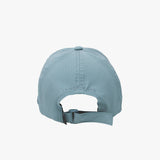 Back view of a light blue baseball cap on a white background