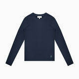 Navy long-sleeve shirt on a white background