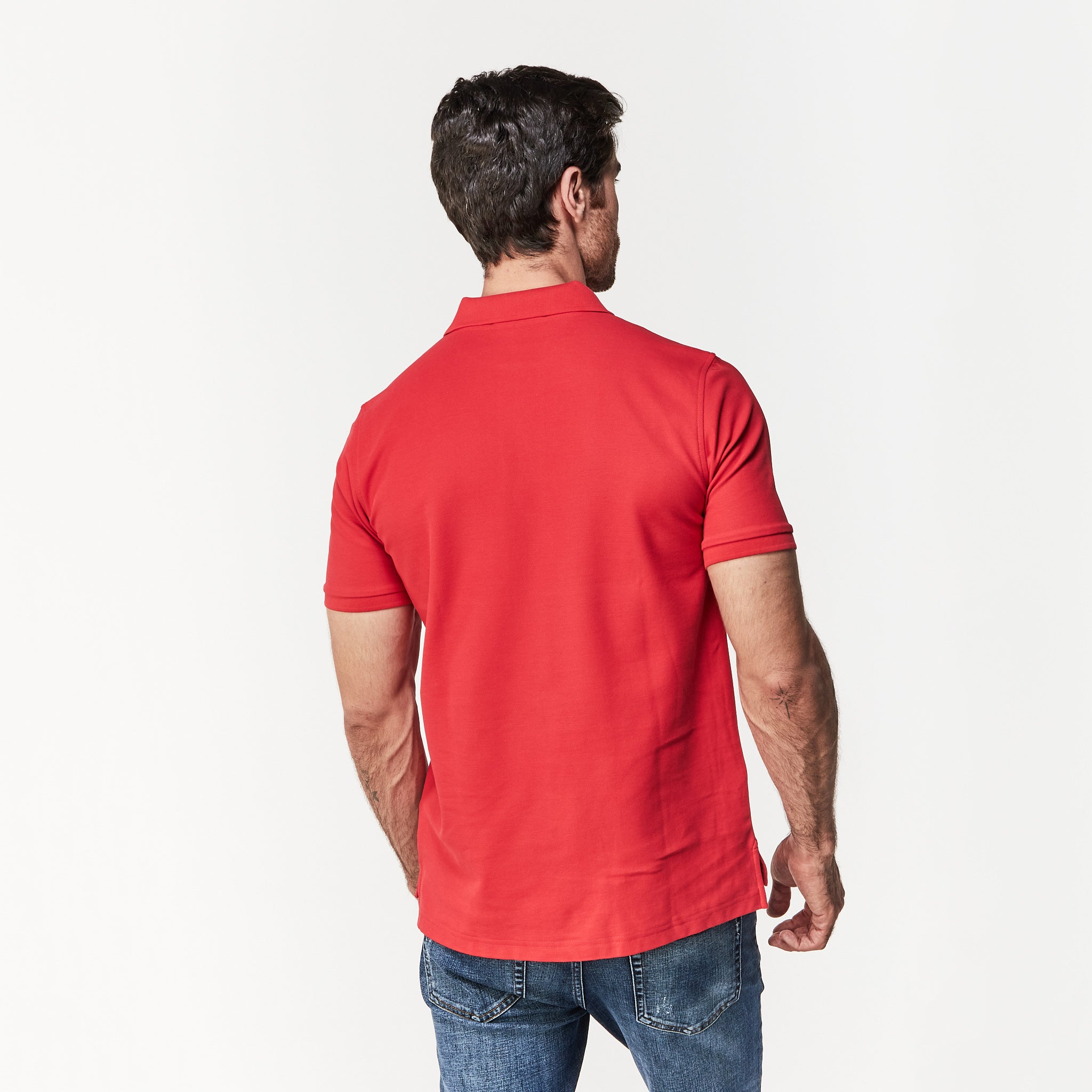Men's Regular Fit Polo Shirt — Risk Red/White - JAMES BARK
