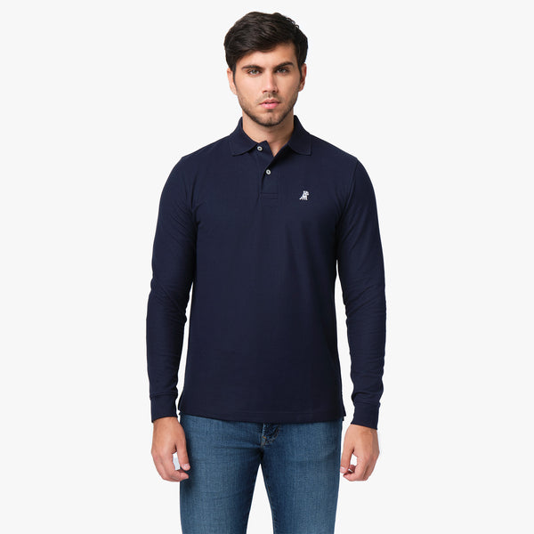 Men's Long Sleeve Polo Shirt — Dress Blue | JAMES BARK