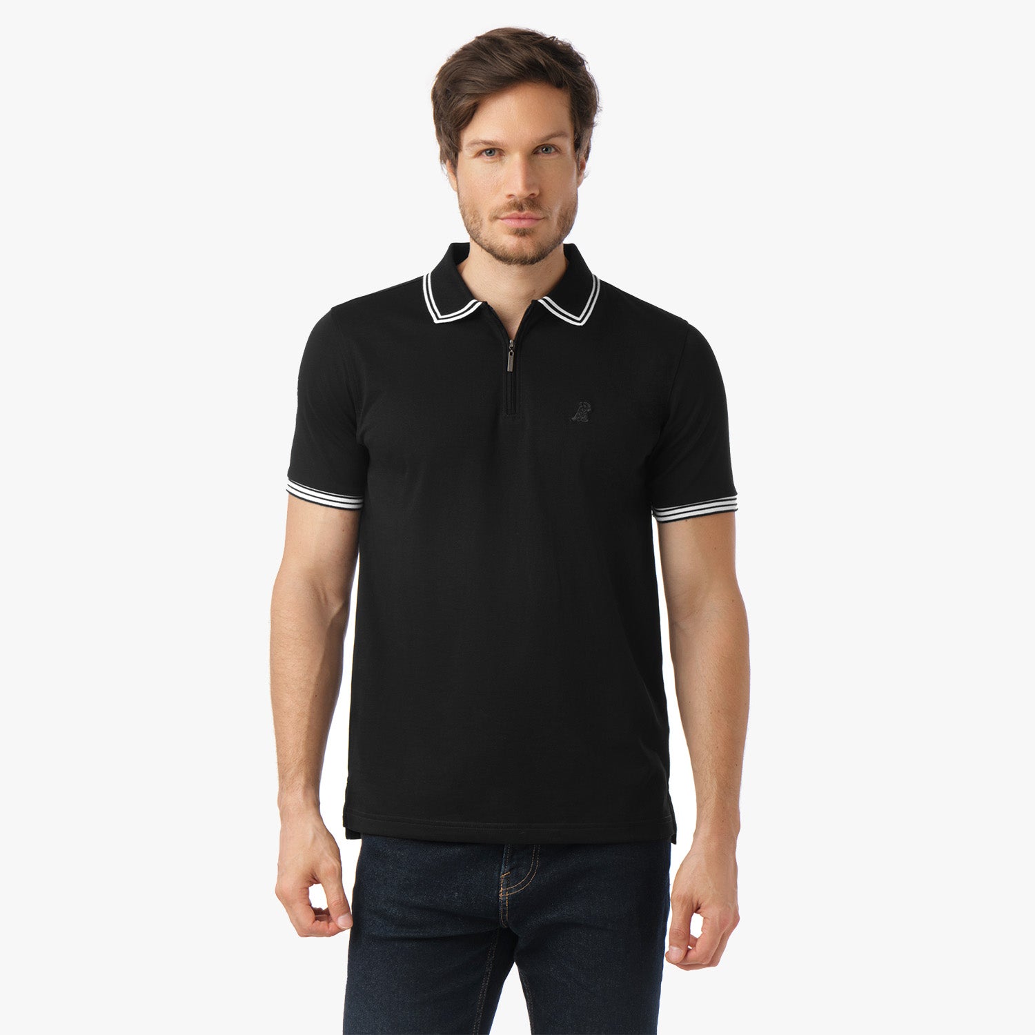 Men's Striped Travel Polo Shirt-JAMES BARK