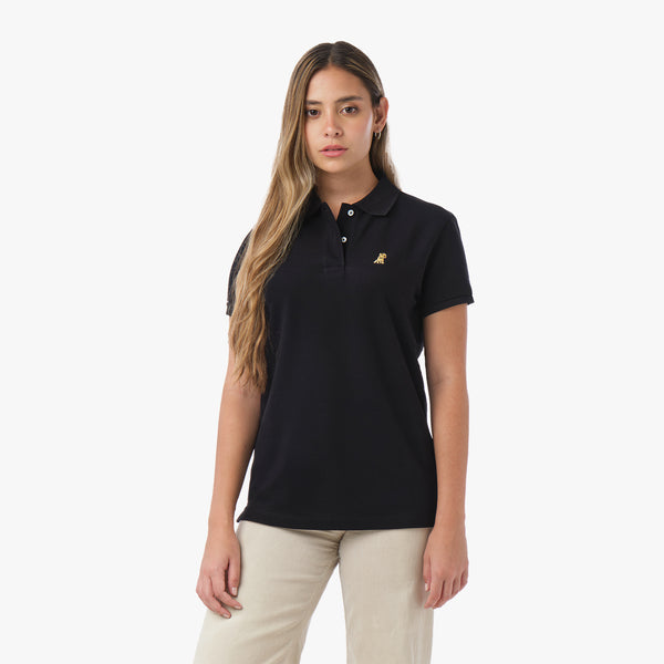 Women's Regular Fit Polo Shirt — Black/Gold | JAMES BARK