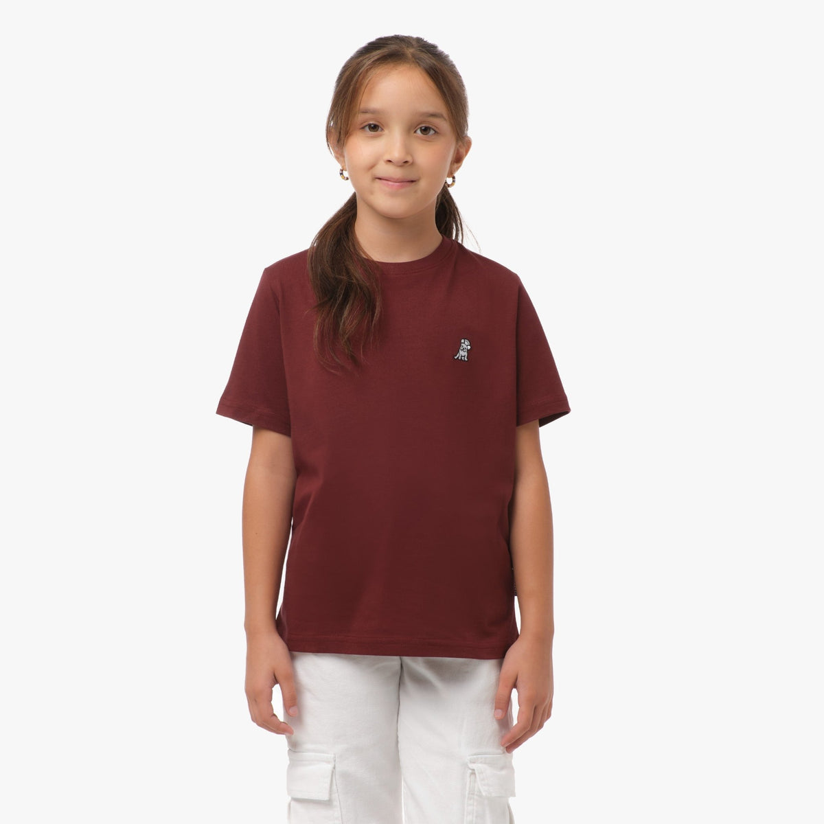 Kid's Crew Neck Jersey T-Shirt — Cabaret/White