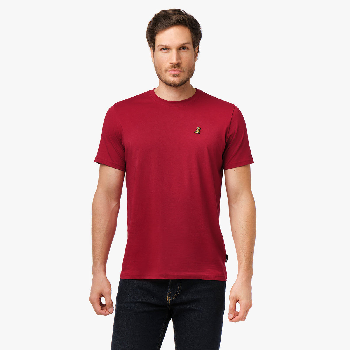 Men's Crew Neck Jersey T-Shirt — Chilli Pepper/Gold