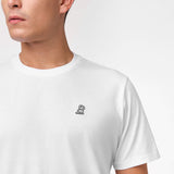 Close up of a Men's Crew Neck Jersey T-Shirt in color Brilliant White
