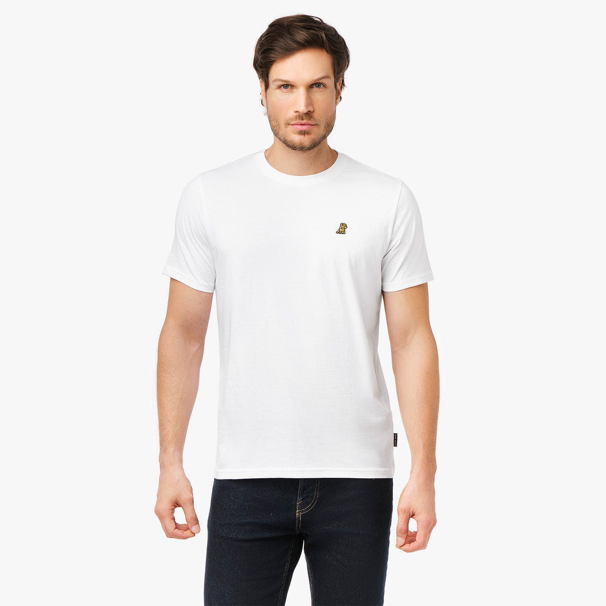 Crew Neck Jersey T Shirt — White Gold