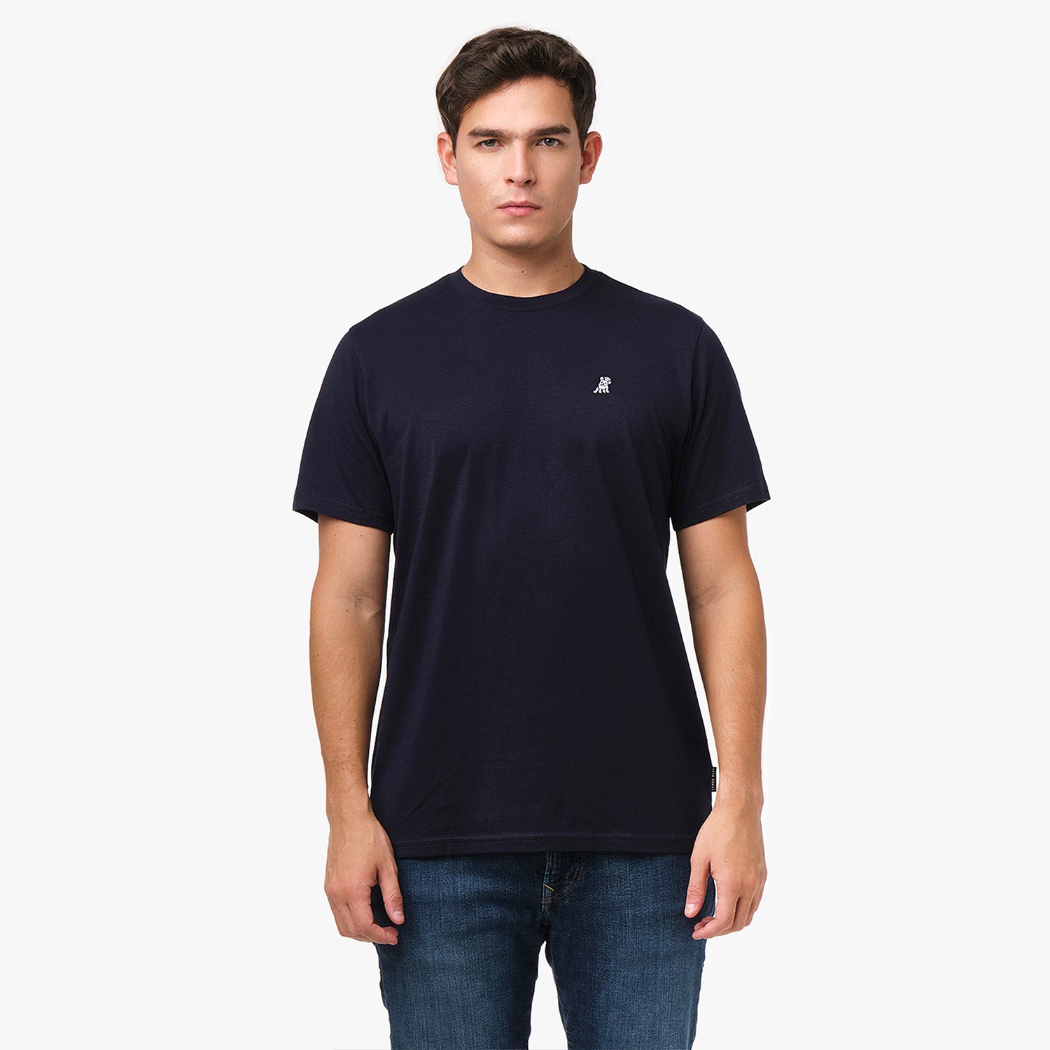 Men's Crew Neck Jersey T-Shirt — Dress Blue/White