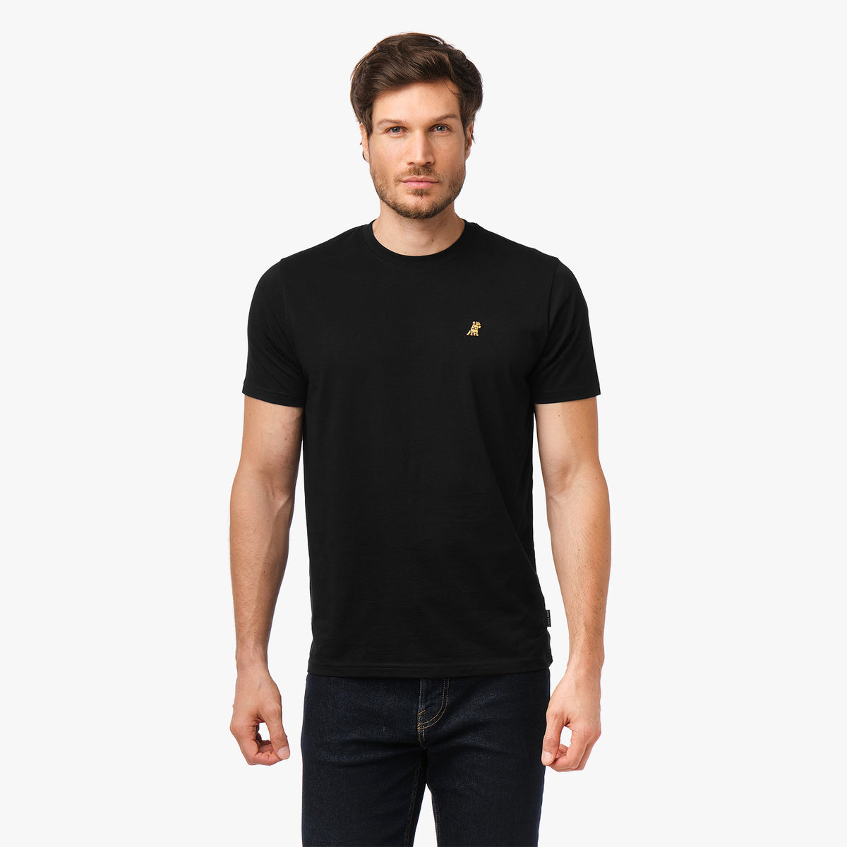 Men's Crew Neck Jersey T-Shirt — Black Beauty/Gold