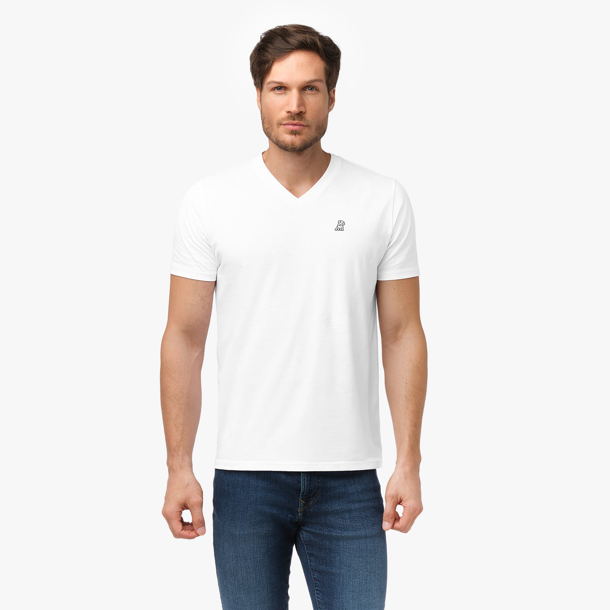 V Neck Jersey T Shirt — Brilliant White White