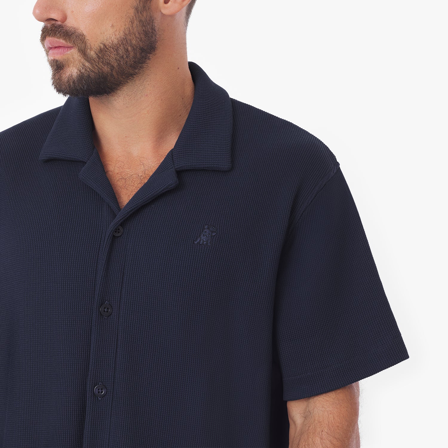 Men's Short Sleeves Waffle Shirt Dress Blue | JAMES BARK M / Dress Blue / Blue w Blue Border Men's Short Sleeves Waffle Shirt Dress Blue | JAMES BARK M / Dress Blue / Blue w Blue Border