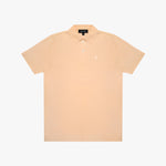 Beige polo shirt with a small logo on a white background