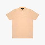 Beige polo shirt with a small logo on a white background