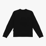 Flat-lay back view of the black sweatshirt, showcasing its clean and simple design.