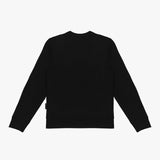 Flat-lay back view of the black sweatshirt, showcasing its clean and simple design.