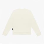 Flat-lay back view of the cream-colored sweatshirt, highlighting its minimalist design