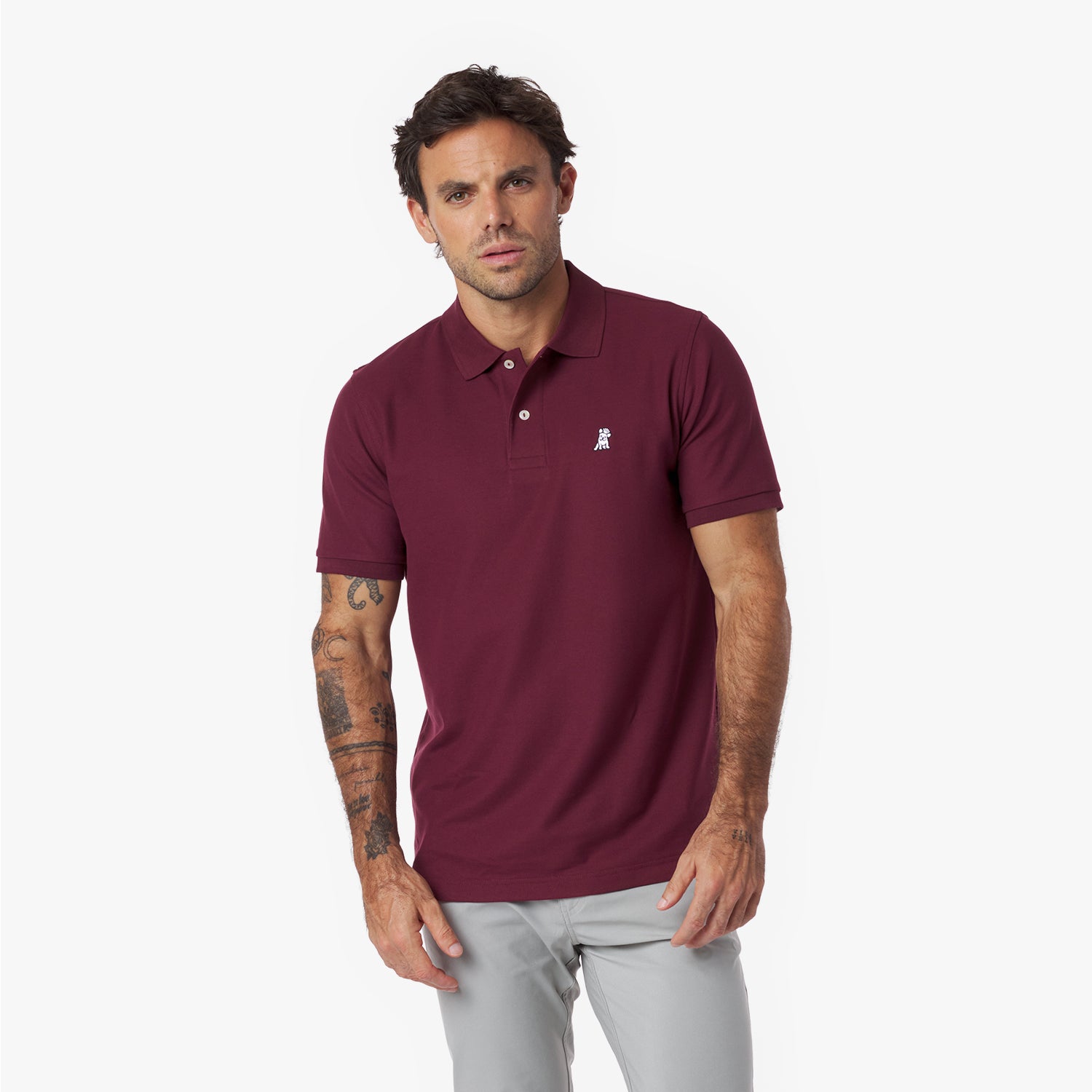 Men's Regular Fit Polo Shirt — Tawny Port/White - JAMES BARK