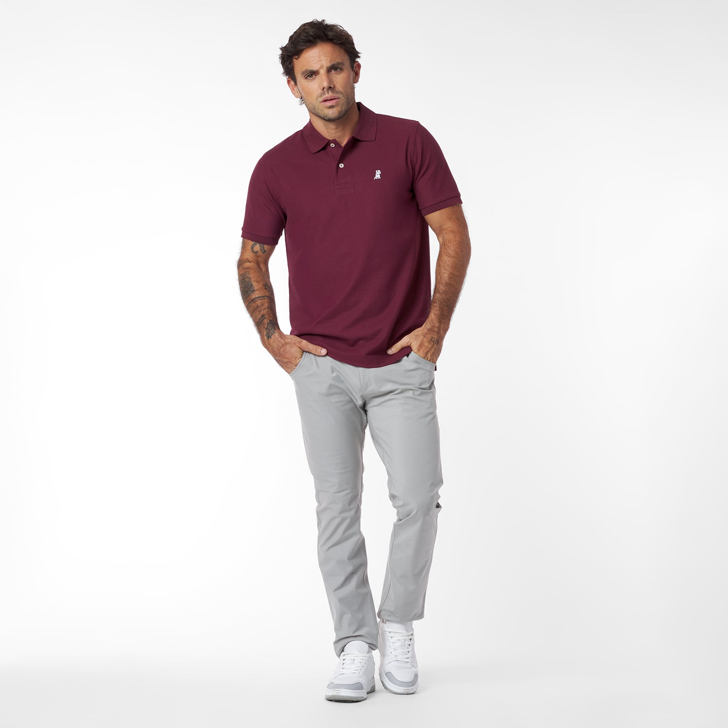 Men's Regular Fit Polo Shirt — Tawny Port/White - JAMES BARK