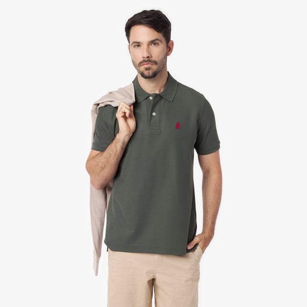 トップス Abu Garcia/CORDUROY POLO SHIRT OLIVE Aurélien | Olive Green Linen Polo Shirt