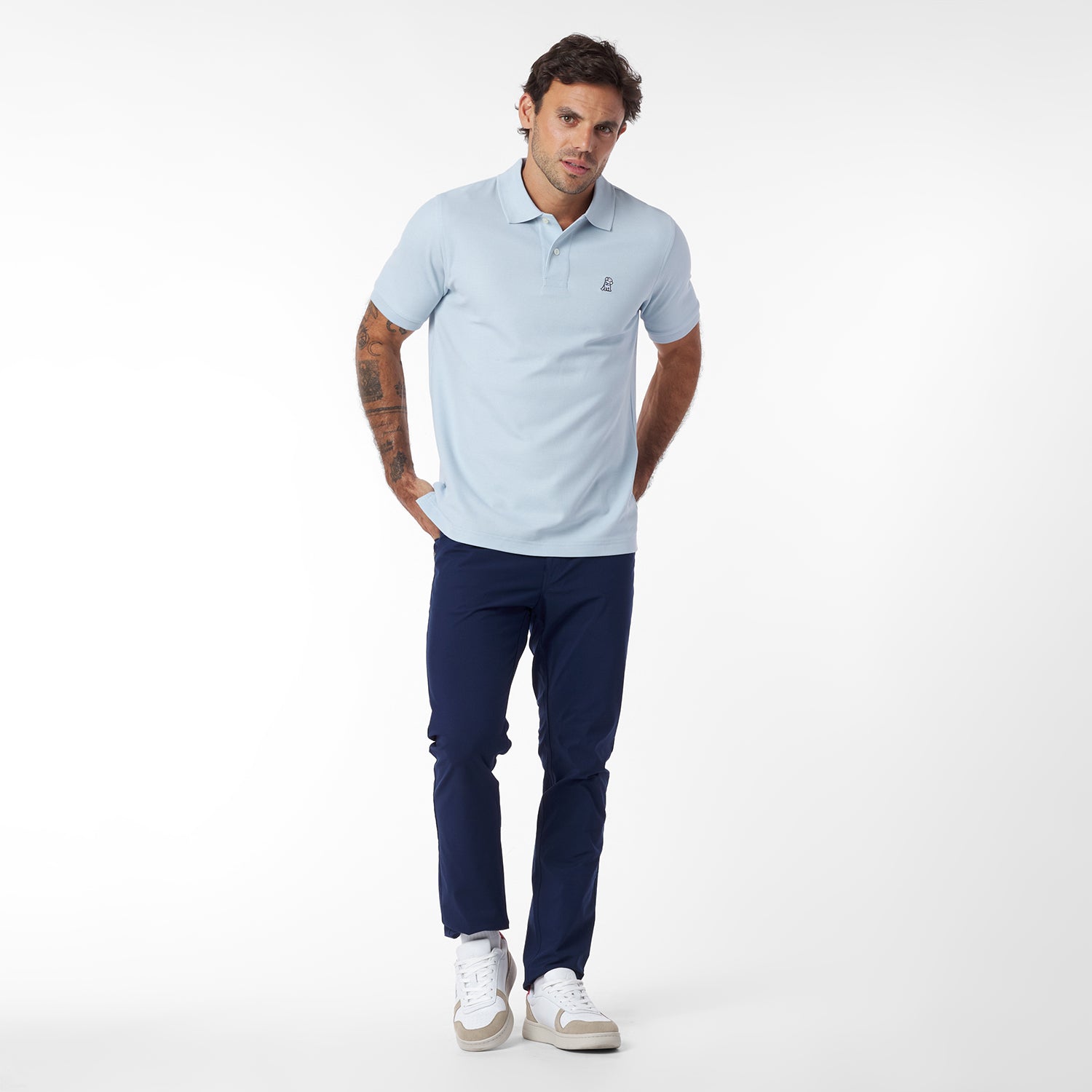 Men's Regular Fit Polo Shirt — Skyway/White - JAMES BARK