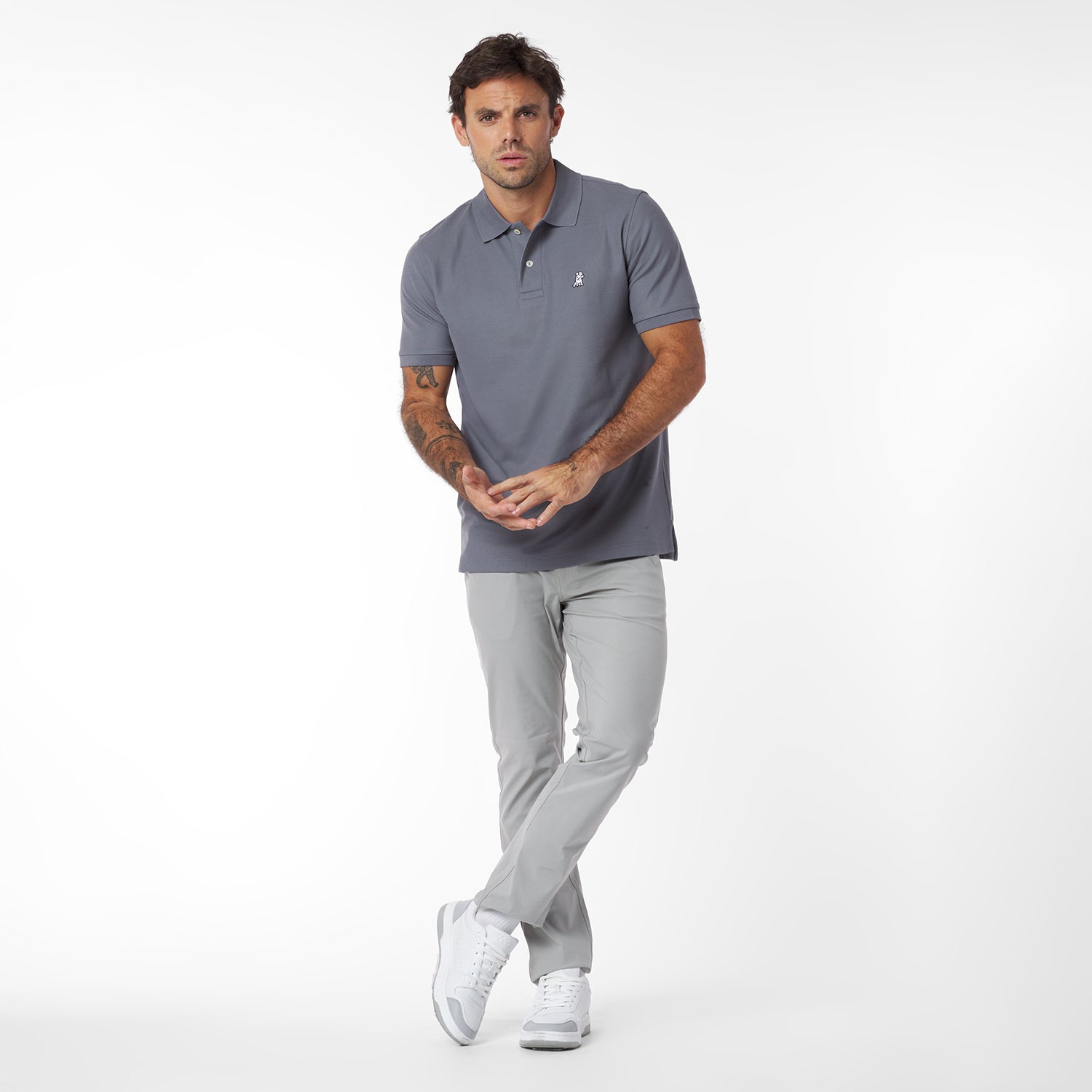 Men's Regular Fit Polo Shirt — Quiet Shade/White - JAMES BARK