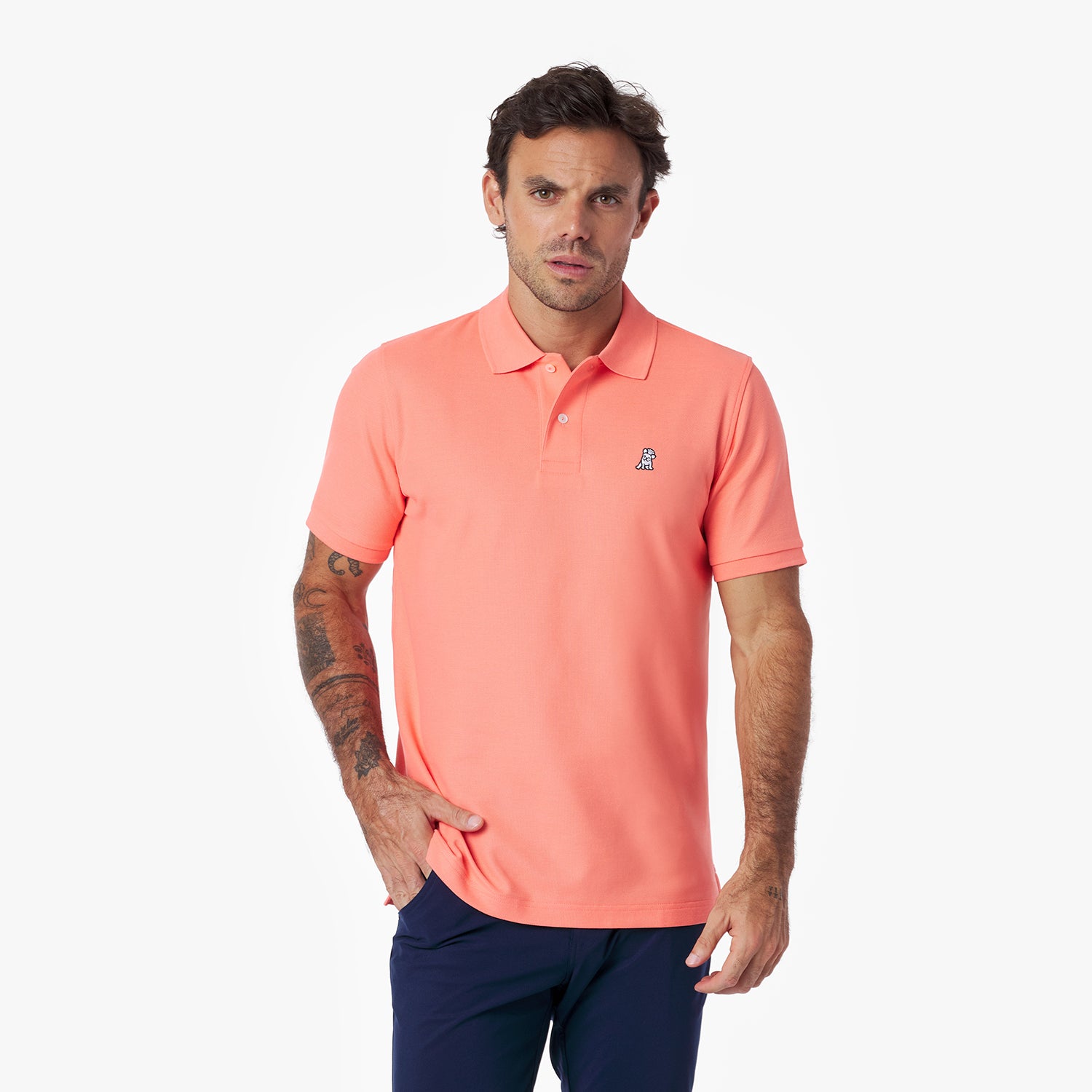 Men's Regular Fit Polo Shirt — Fusion Coral/White - JAMES BARK