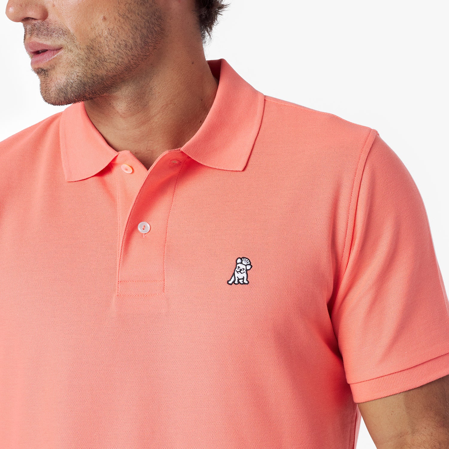 Men's Regular Fit Polo Shirt — Fusion Coral/White - JAMES BARK
