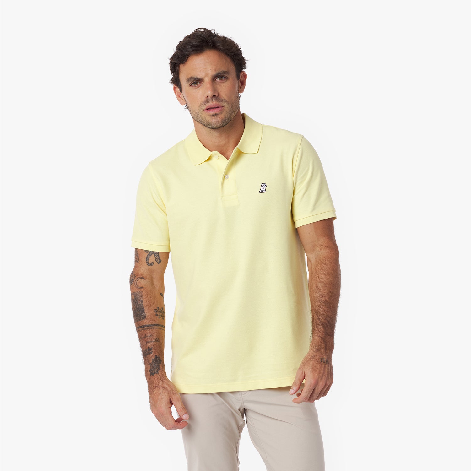 Men's Regular Fit Polo Shirt — Pale Banana/White - JAMES BARK