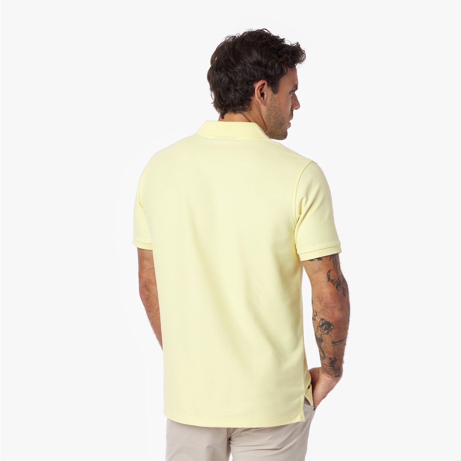 Men's Regular Fit Polo Shirt — Pale Banana/White - JAMES BARK