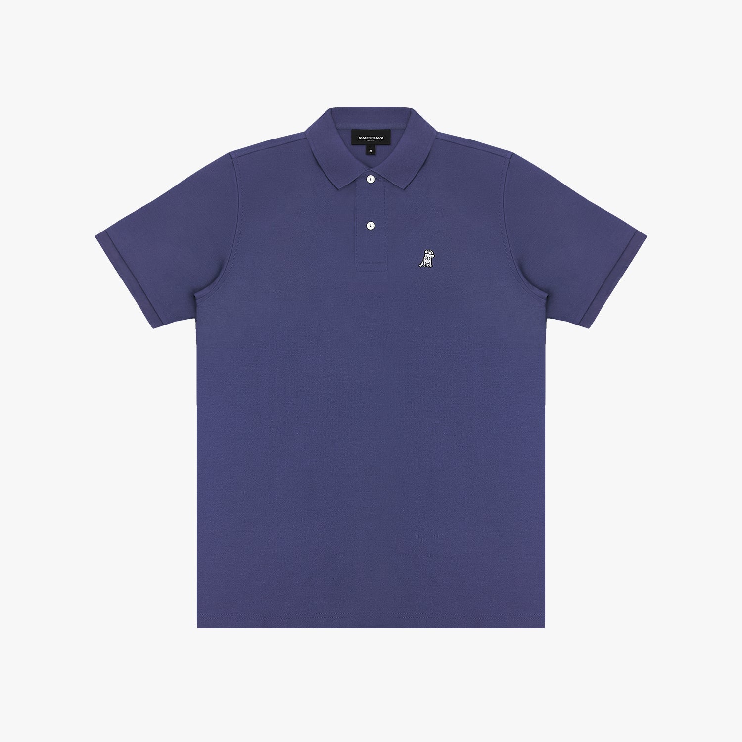 Purple polo shirt with a small logo on a white background